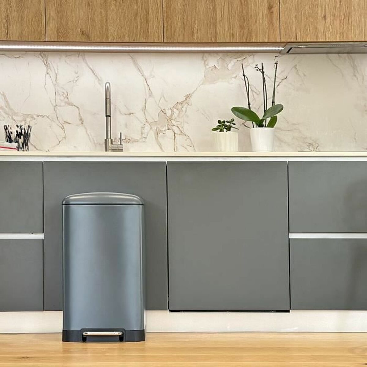 Søppelbøtte Kitchen Move Grå Rustfritt stål